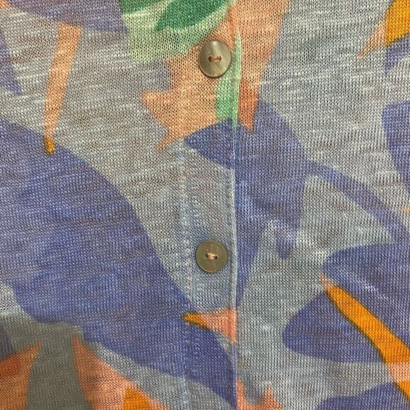 Linen Joie SZ S Peachy Tropical Print Breezy Top Button Down Back Oversized - Picture 8 of 11
